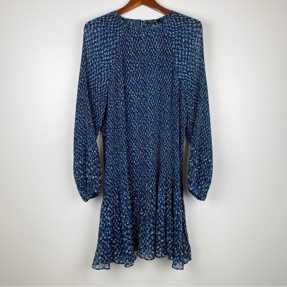 Madewell Crinkle Georgette Flared Hem Mini Dress Floral Blue Plus Size 1X NWT - Picture 6 of 13